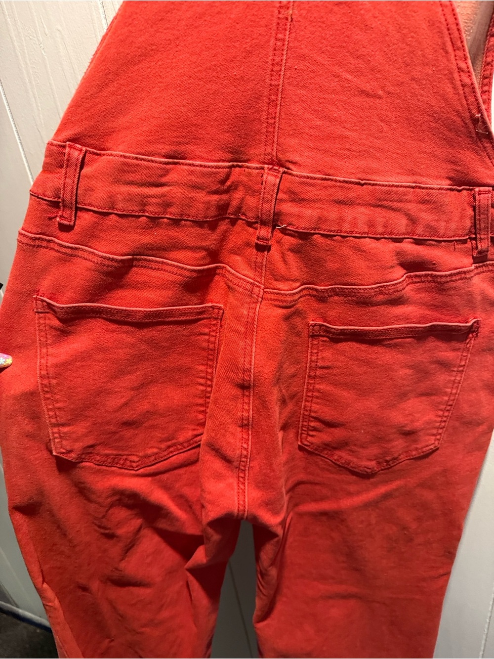 Annie Wear Red Super Flare Overalls - Picture 6 of 9
